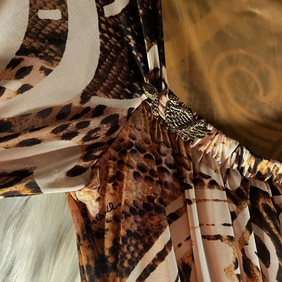 💎 Roberto Cavalli Class Midi Leopard & Floral Print Dress 48/14 large/xl EUC - Picture 15 of 15